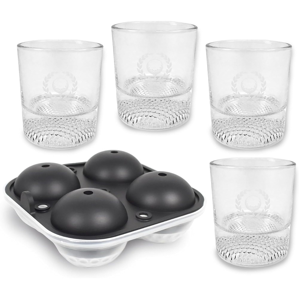 Izzo Golf Whiskey Glass & Golf Ball Ice Set