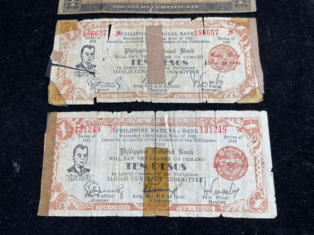 Assorted 3 US Philippines Banknotes Lot Low Grade