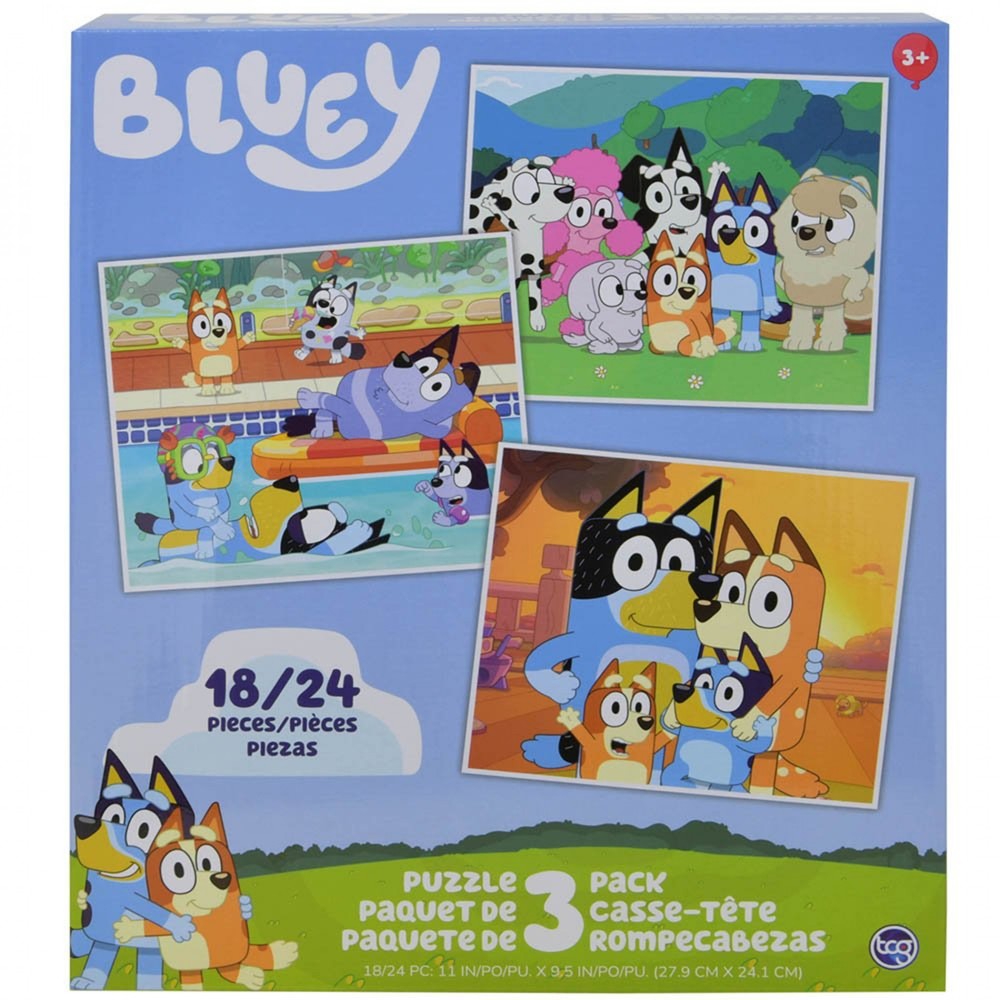 Bluey 18/24 Piece 3-Pack Puzzle Set Multi-Color