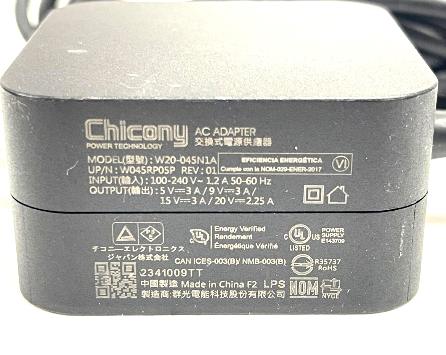 Genuine Steam Deck CHICONY 45W POWER SUPPLY W20-045N1A Charger Type-C