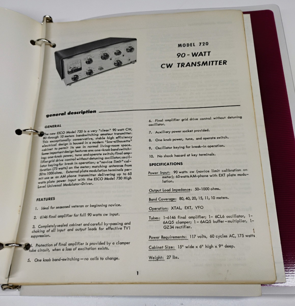 Vintage EICO Model 720 90 Watt CW Amateur Radio Transmitter. Powers Up!