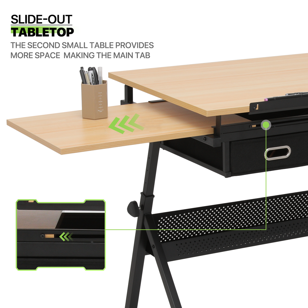 61"Drafting Drawing Table[STOOL+DRAWER]Adjustable Tabletop Painting Work Station