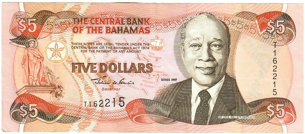 Bahamas 5 Dollars 1997 EF "Francis"