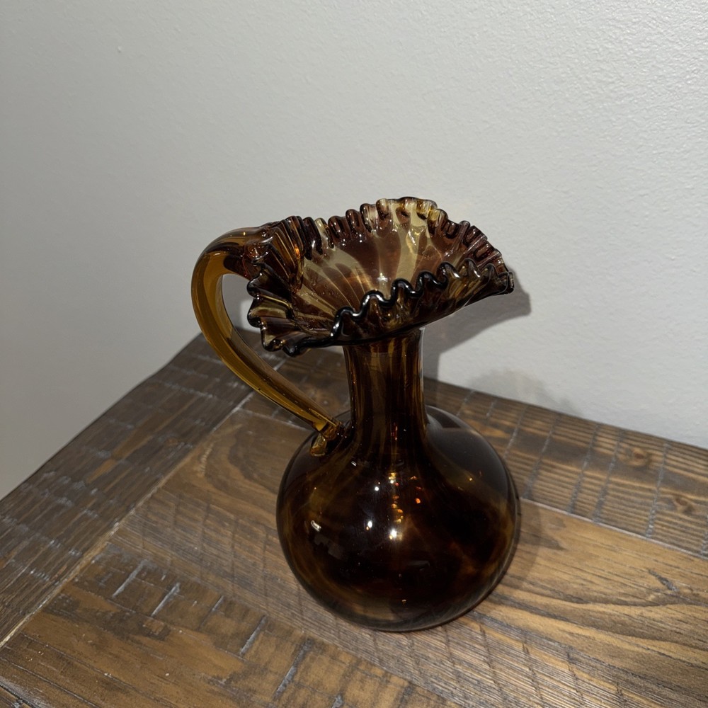 Tortoise Shell Glass Pitcher - 9" Tall - A33184