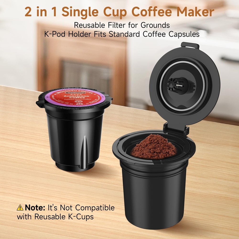 Small Single Serve Coffee Maker, Fast Brew One Cup Coffee Machine for K Cup a
