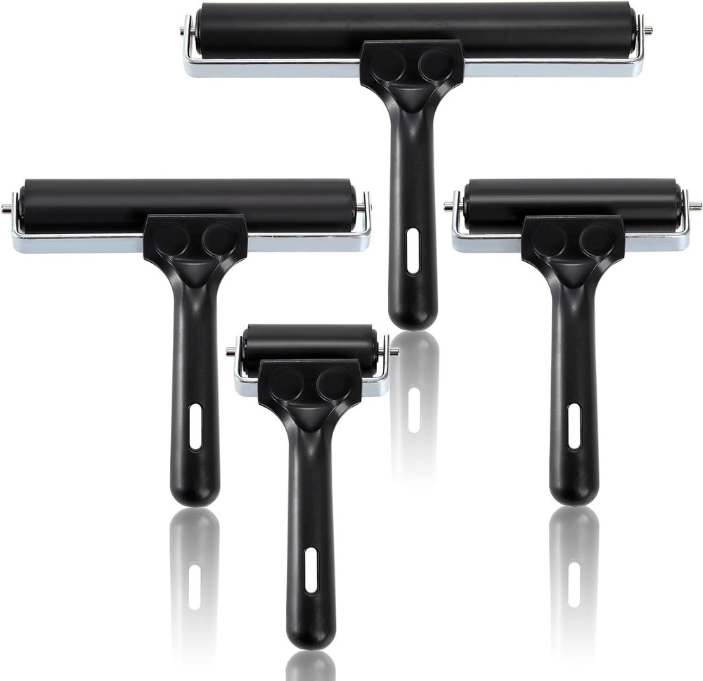 4 Pack Brayer Roller Rubber Printmaking Brayers Black Brayer Tool Paint Brush...