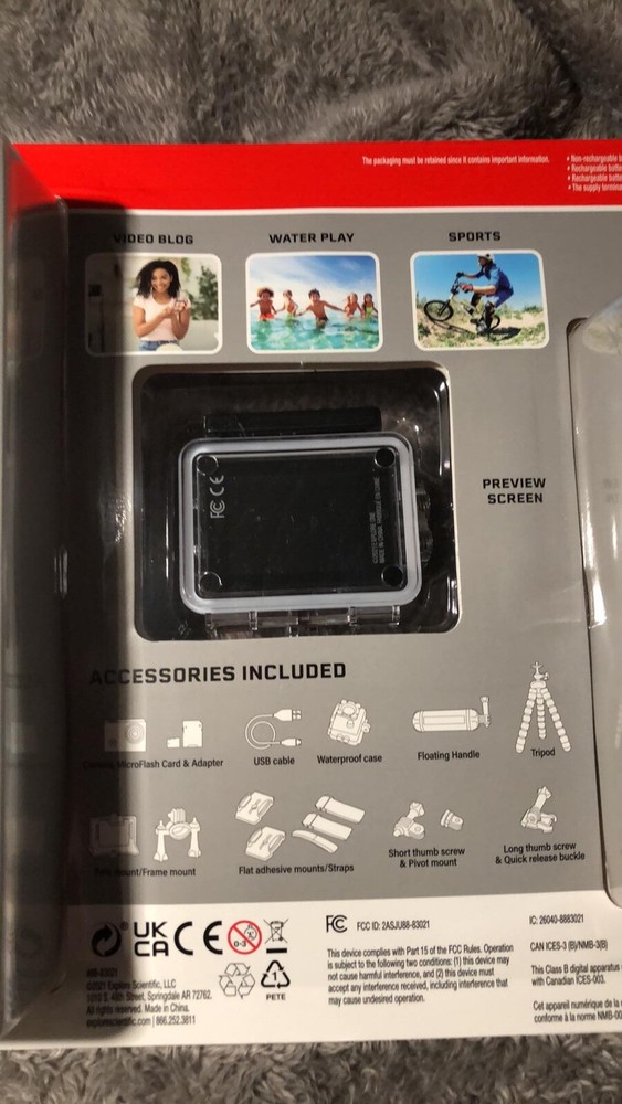 ExploreOne 4K WIFI Action Camera w/32GB Micro Memory Card with Tripod