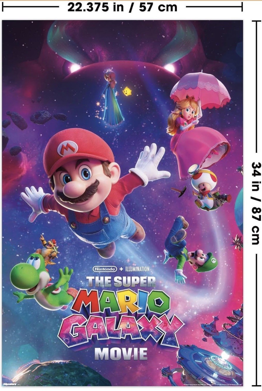 Nintendo 2026 The Super Mario Galaxy Movie Poster 34” X 22.4” Premium Unframed