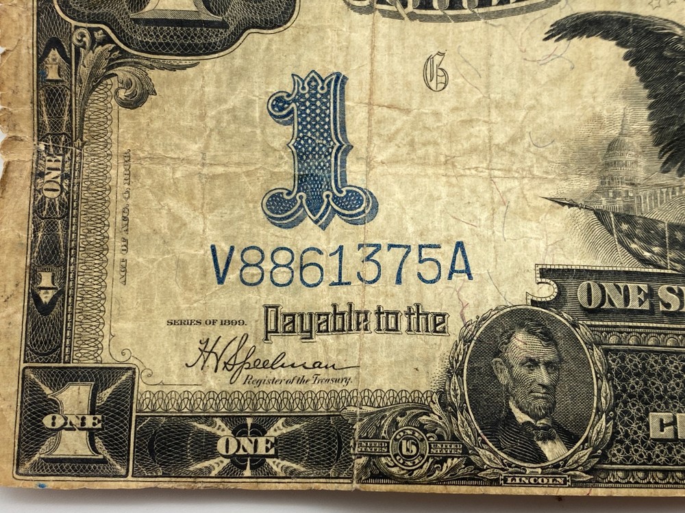1899 $1 Silver Dollar Banknote — “Black Eagle Note.” - Good Condition