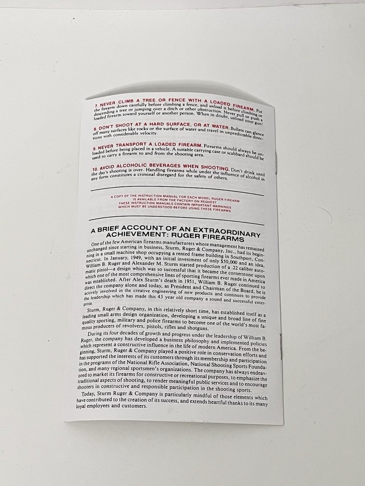 Instruction Manual For Ruger "Old Model" Single Action Revolvers