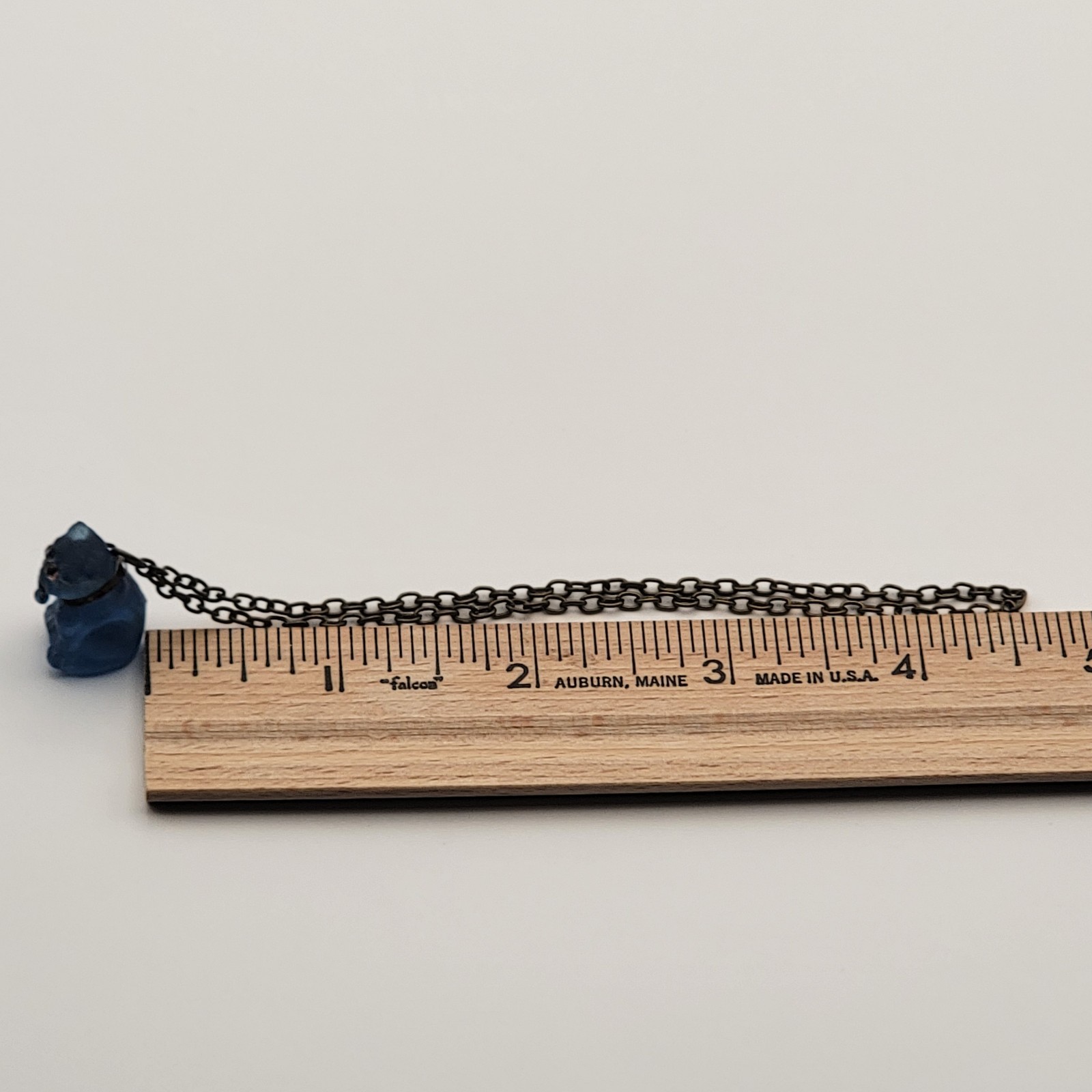 Antique Blue Glass Czech Cracker Jack Prize Bulldog With Chain