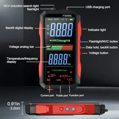 FS899L Digital Multimeter with Color Screen & Storage Case, FS899L & watch case
