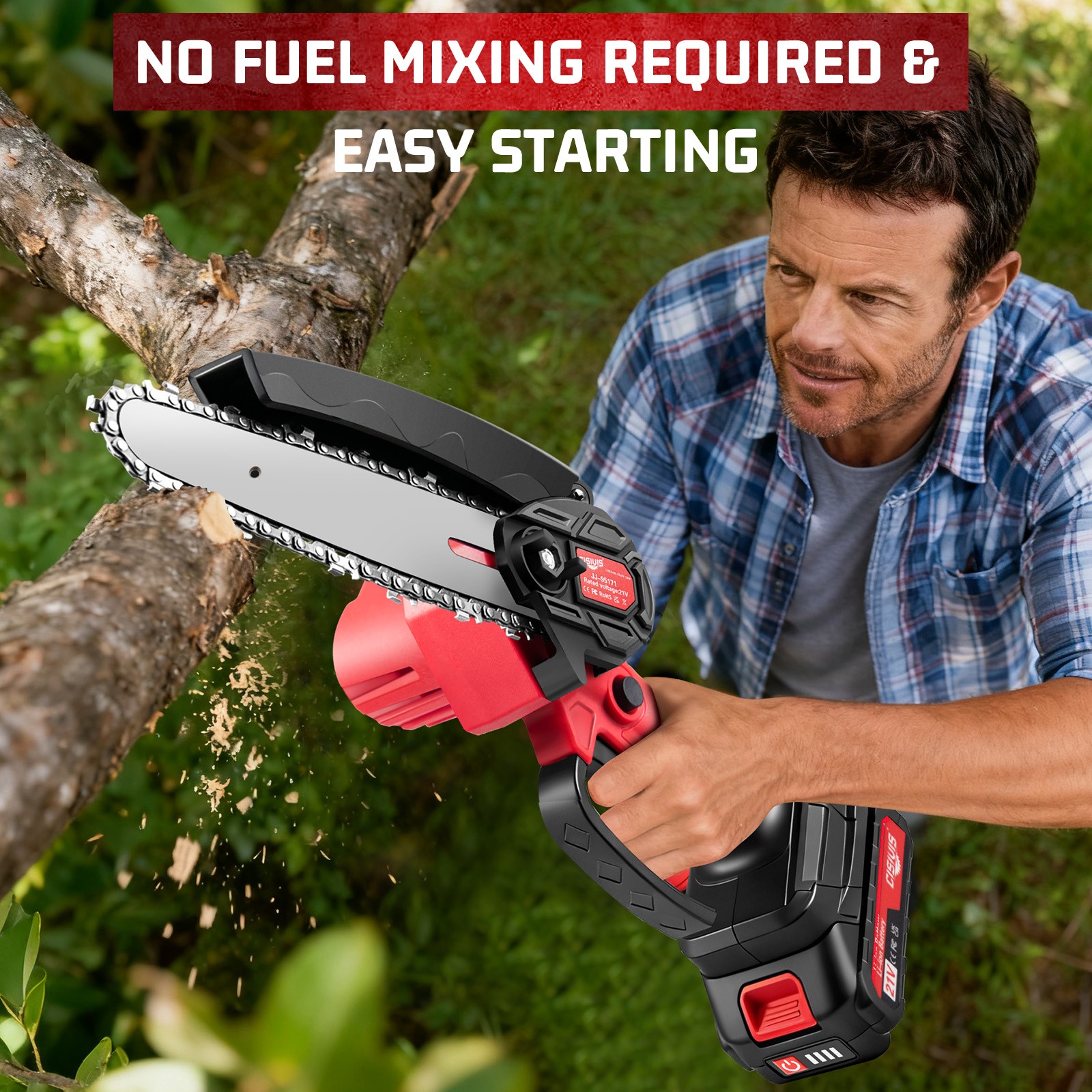 4/6inch Wireless Mini Chainsaw Equipped with 2 Large Capacity Batteries.Handheld