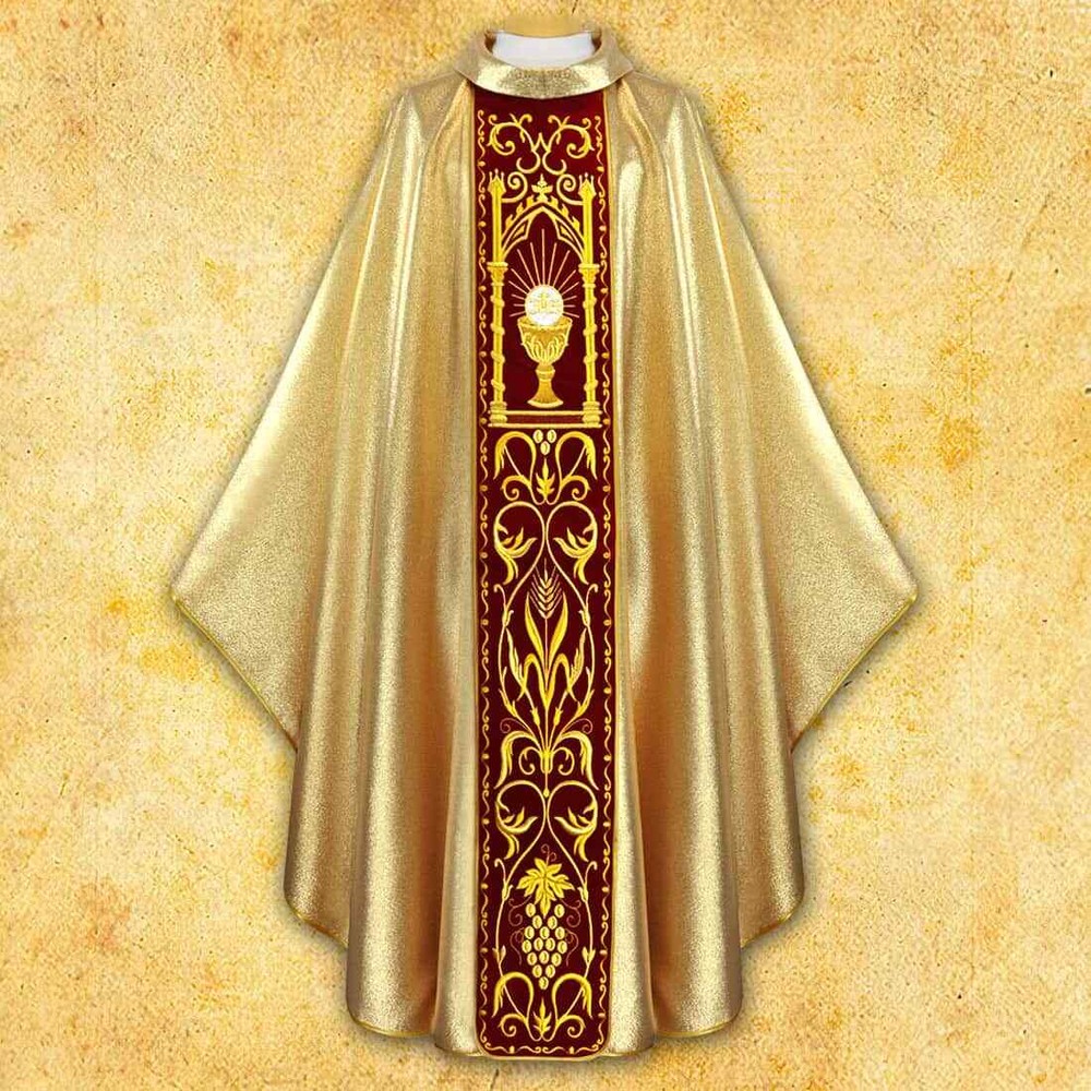 Chasuble embroidered "Chalice" burgundy