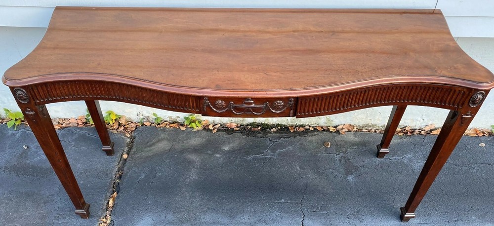 Georgian Mahogany Serpentine Two Drawer Sideboard, Serving or Console Table