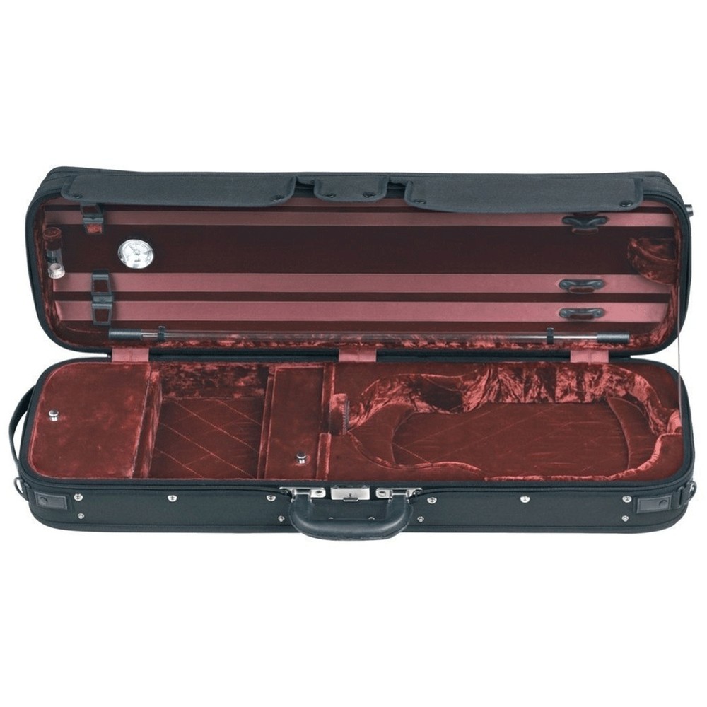 GEWA Violin Case, Atlanta, Oblong, 4/4, Black/Diamond-Pattern Red