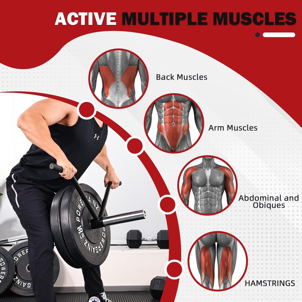 T-Bar Row Attachment for 2-Olympic Barbell, Black