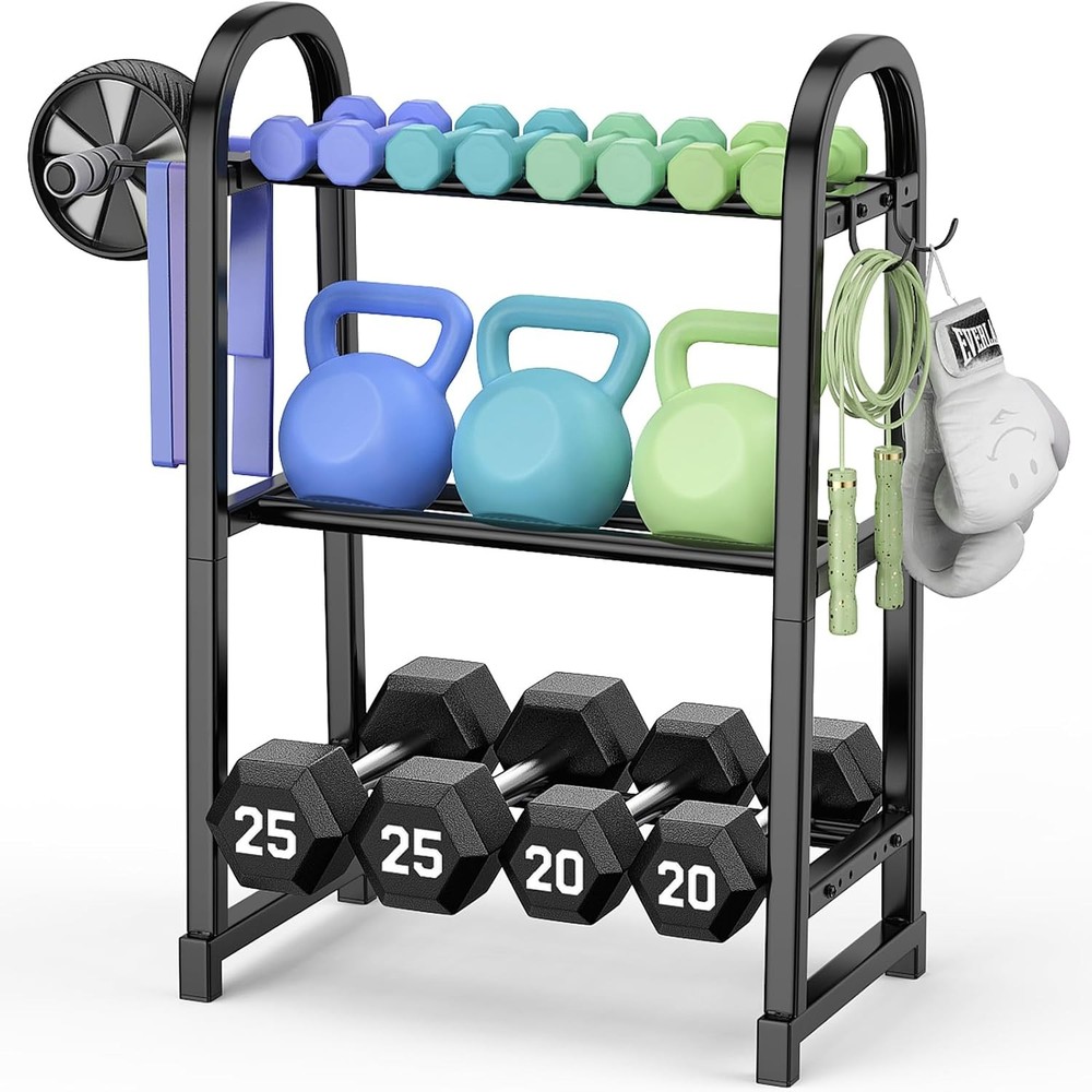 3 Tier Dumbble Rack Adjustable Dumbbell Storage Rack Space-Saving 360LB Capacity