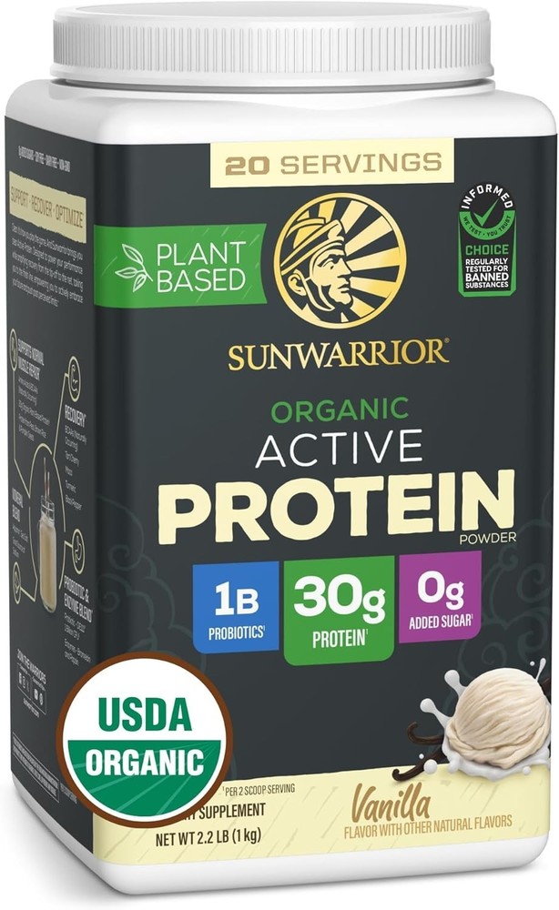 Sunwarrior Pre & Post Workout Active Protein Vegan - Vanilla Protein, 2.2 lbs