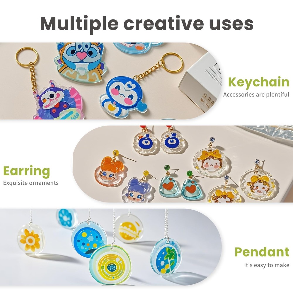 25Pcs Printable Shrink Paper, Plastic Shrinky Dink Sheets Set with Key Rings ...