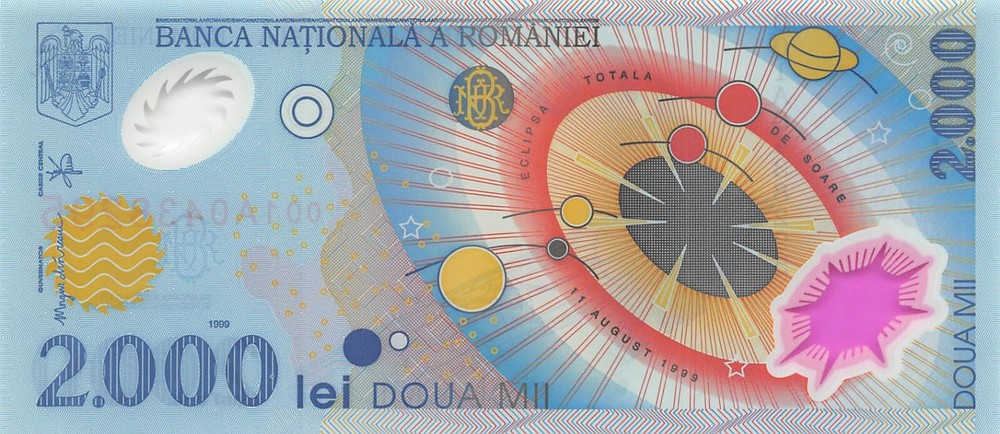 Romania 2.000 2000 Series 001A Millennium Eclipse Uncirculated Banknote N #11