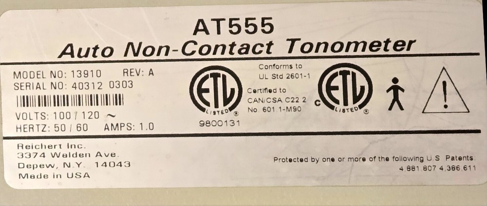REICHERT AUTO NON-CONTACT TONOMETER AT550