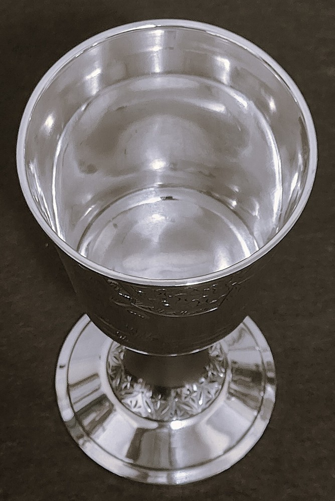 Sterling SILVER GOBLET, Whiting, Aesthetic Japanesque, Pr Storks, Stemware, 7"t