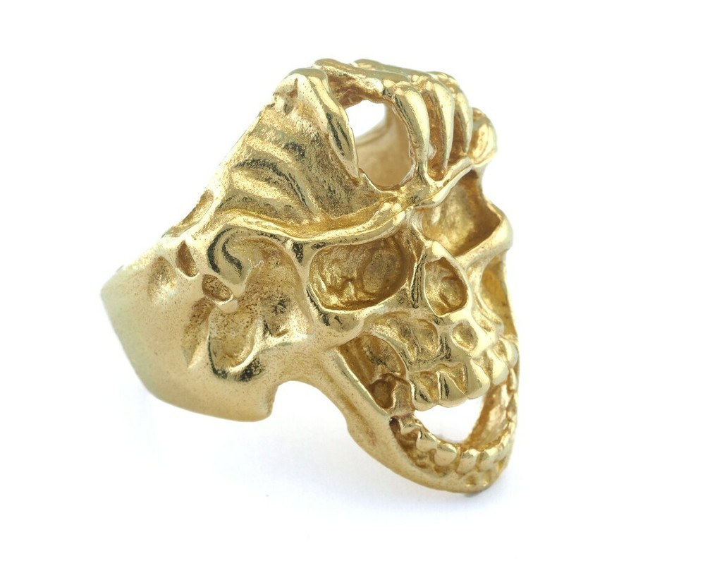 Skull Adjustable Ring Raw Brass (20mm 10.5US inner size) 2924
