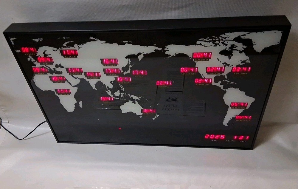 NeXtime Digital World Clock Model PWAR2897 - Black