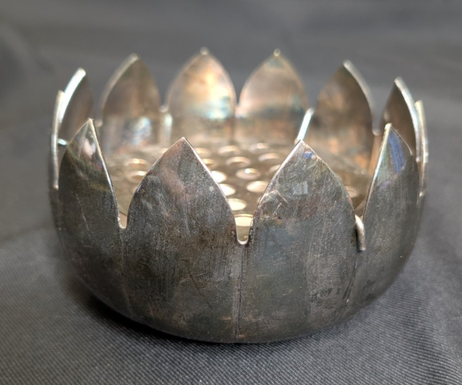 Vintage Leonard Silver plate Flower Frog Lotus Petal Floral Decoration Dip Set