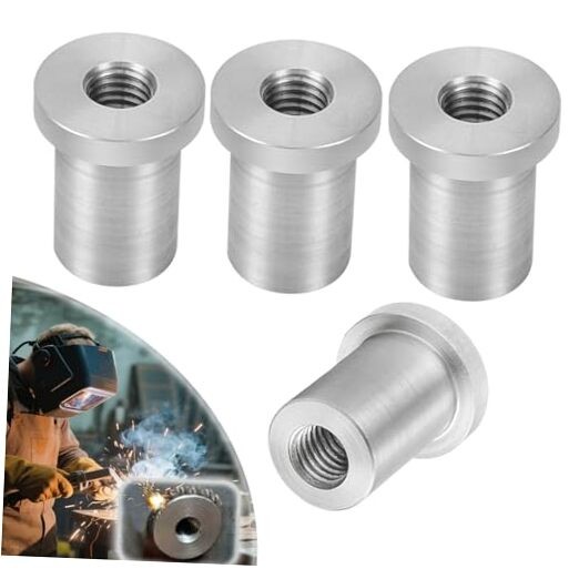 Weld-On Nut,Thread Long Threaded Stepped Bung Female Weld Nut 3/8"-16 4-Pack