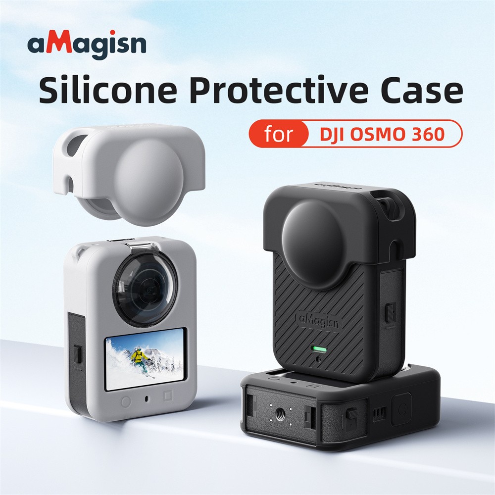 For DJI OSMO 360 Panoramic Camera Silicone Protective Case with Lens Cover