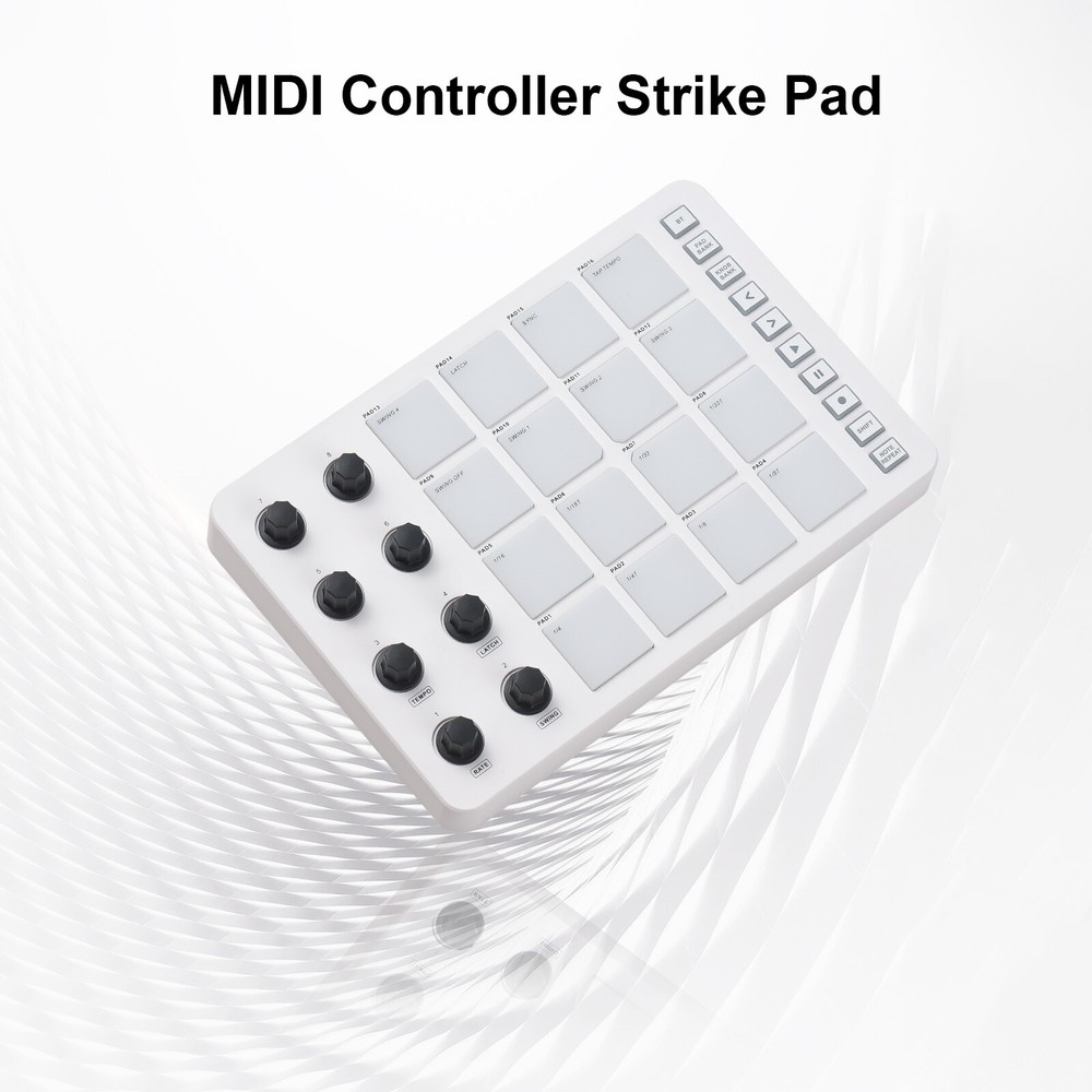 Mini MIDI Controller Pad 16 RGB Beat Pads 8 Assignable Knobs 3.5mm Output T7A8