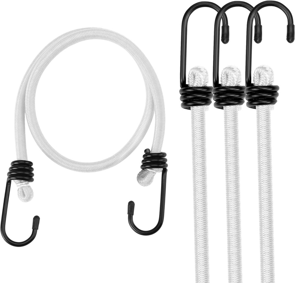 WORKPRO 24'' Bungee Cord with Hooks, 4 Pack Superior Rubber Strong Elastic Rope