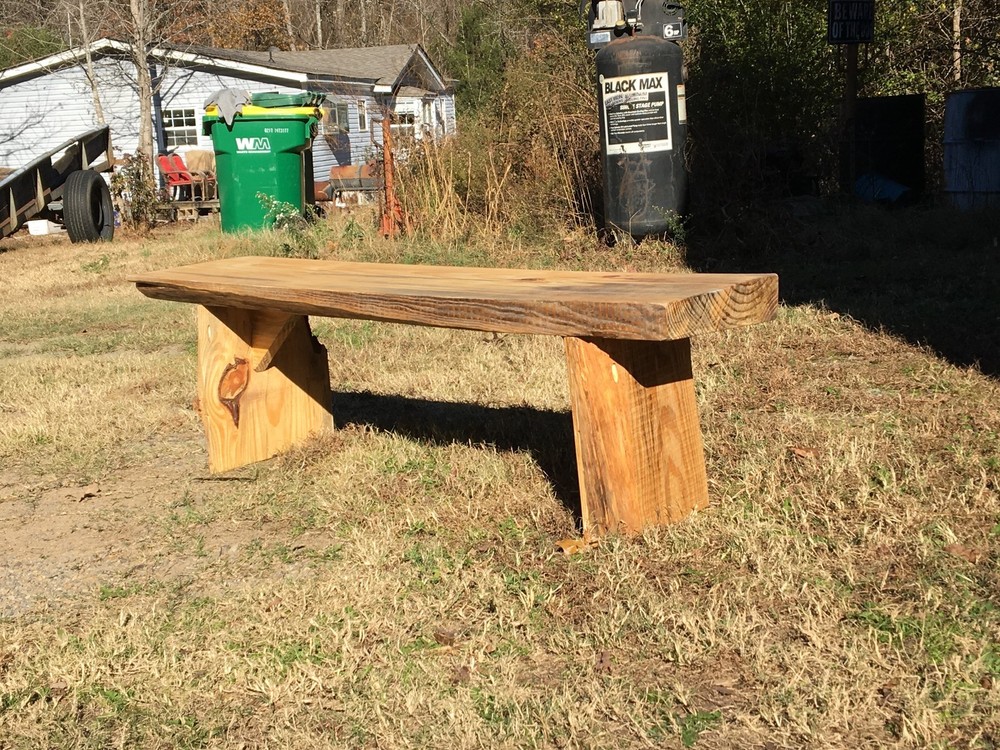 Handmade Pine bench without back. Weatherproofed 5 foot long.