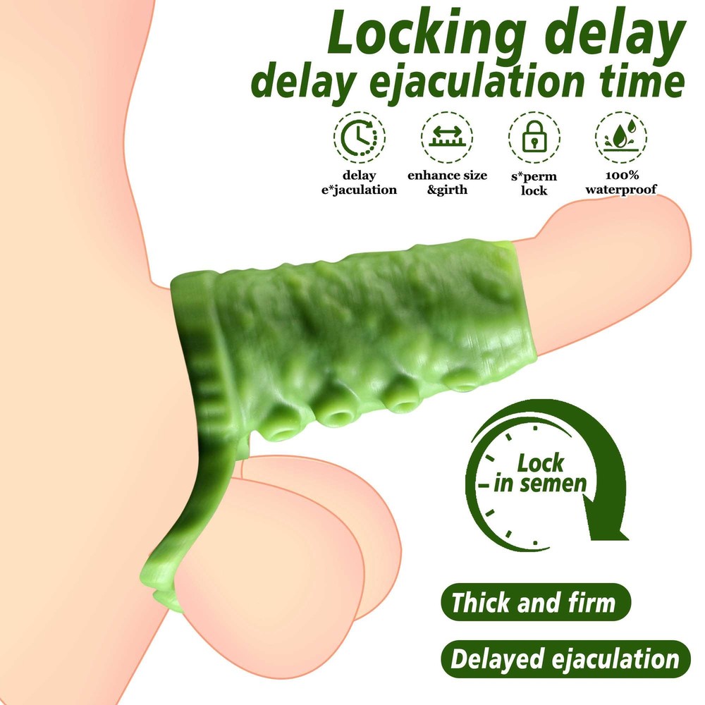 Soft Penis Sleeve Cock Ring Extender Enlargement Locking Delay Ejaculation Time