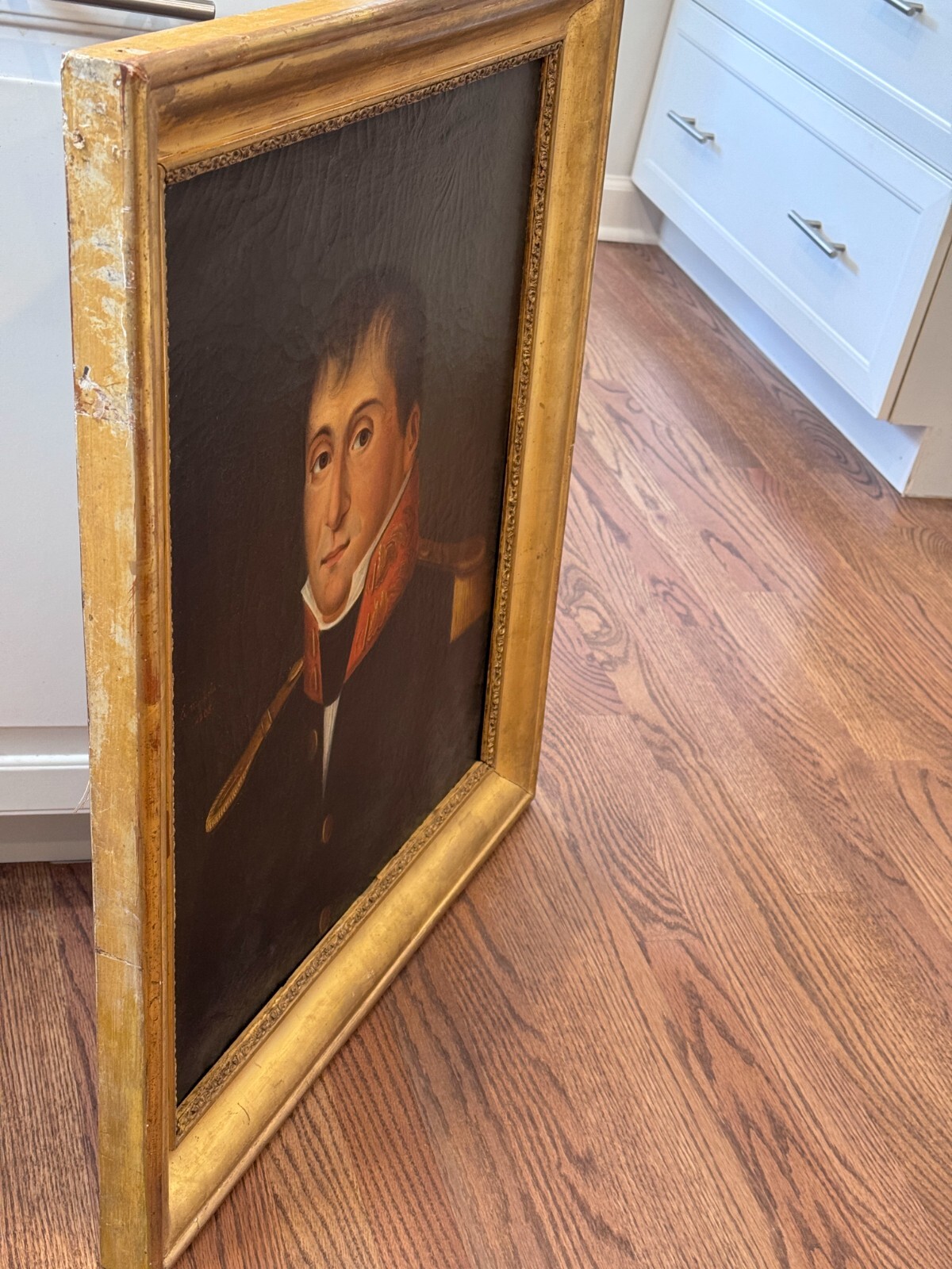 1803 Hand Painted Signed Portrait Napoleon Navy Officer Waterloo Battle War