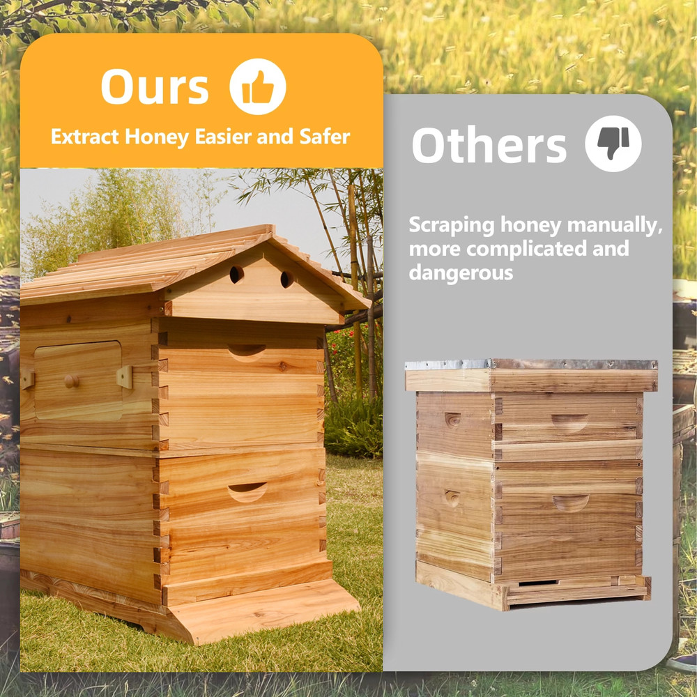 Bee Hive Boxes, Bee Hive Starter Kit - With 7 Flowing Bee Hive Frames
