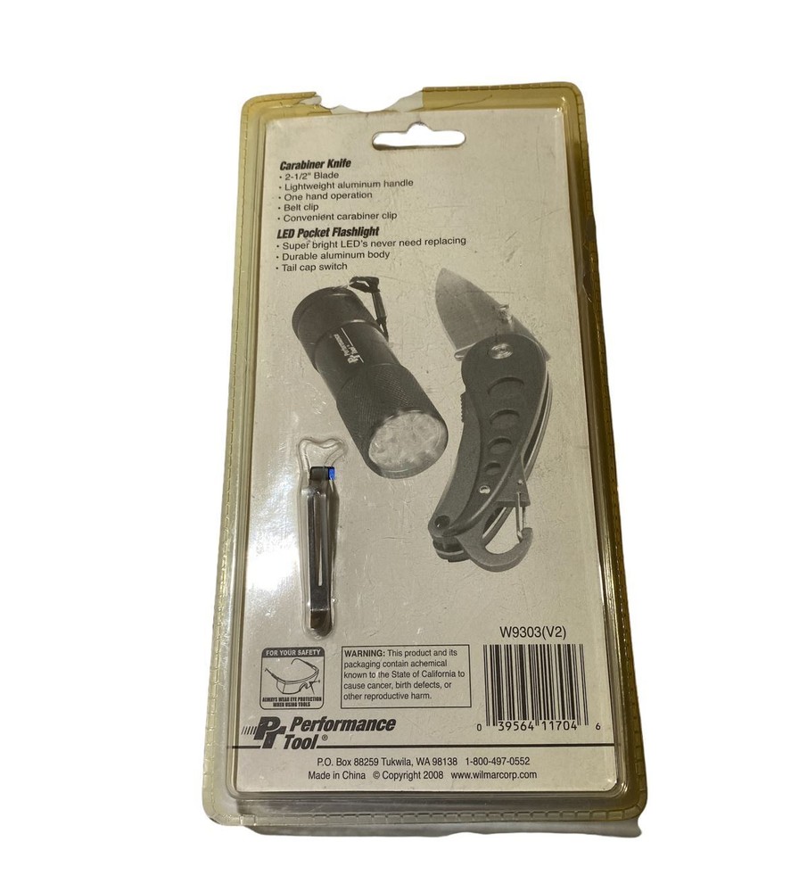 Performance Tool W9303 Knife & Flashlight Combo - New