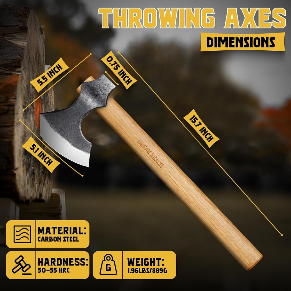 Throwing Axes 2 Pack, Professional 16" Tomahawk Axe for Backyard, Hand Forged Vi