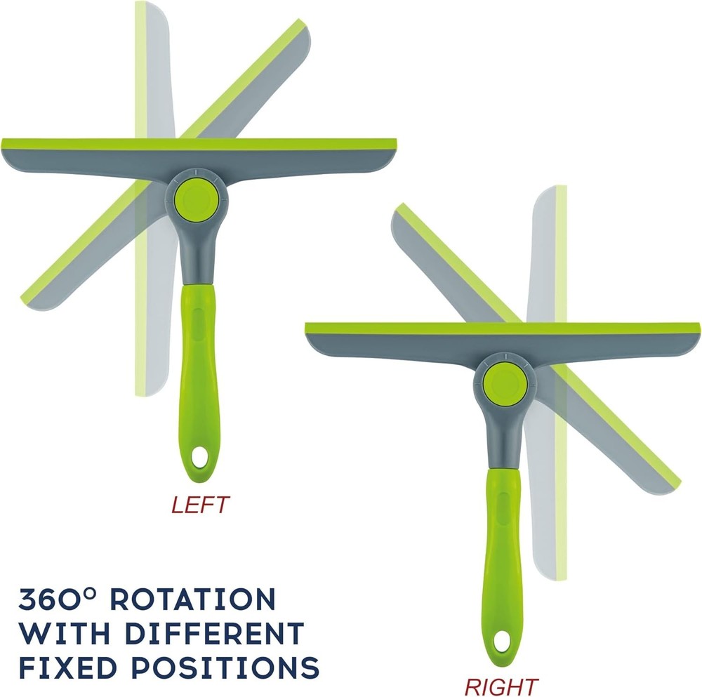 Versatile Handheld Squeegee for Windows, Shower Doors & Mirrors - Green/Grey