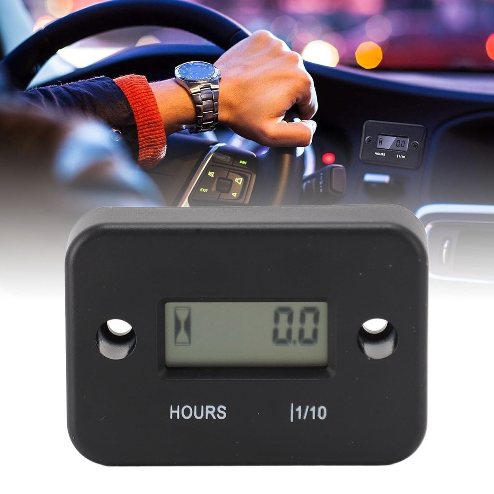 Digital Hour Meter High Accuracy LCD Display Mini Waterproof Engine Hourmeter