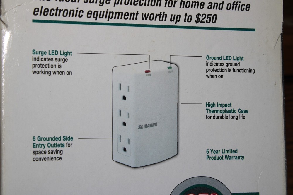 NOS SL WABER POWER MASTER ELECTRONICS PROTECTOR SURGE PROTECTION