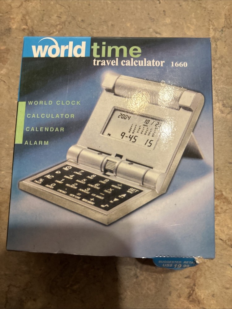 World Time Travel Calculator Clock Calendar Alarm Clock Folding Case