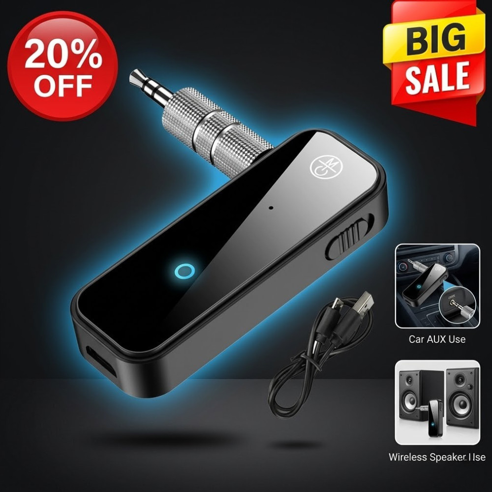 Wireless Bluetooth 5.0 Transmitter Audio Adapter 3.5mm Aux Micro USB Car Kit