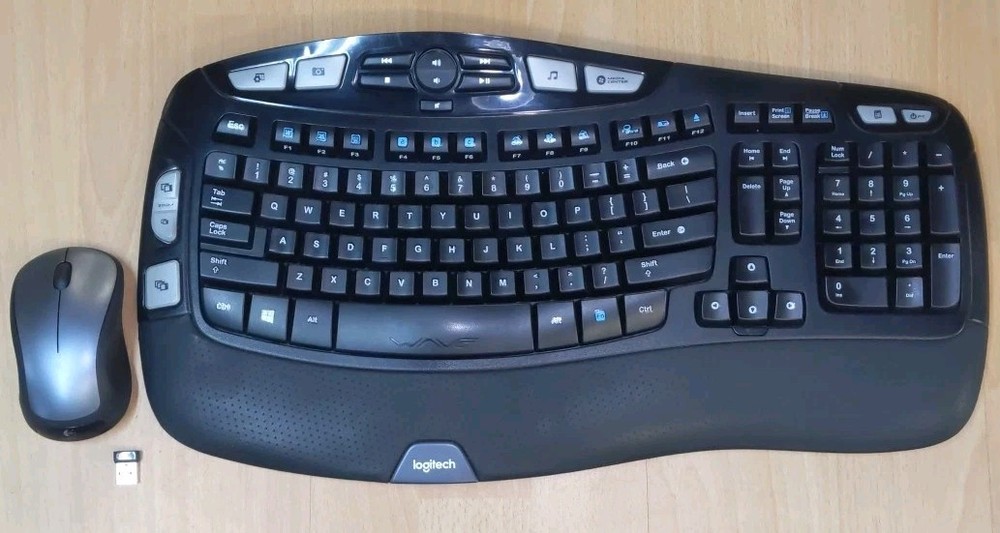 Logitech Wireless Wave Keyboard K350 & Mouse Set, M310 Mouse + USB Dongle C