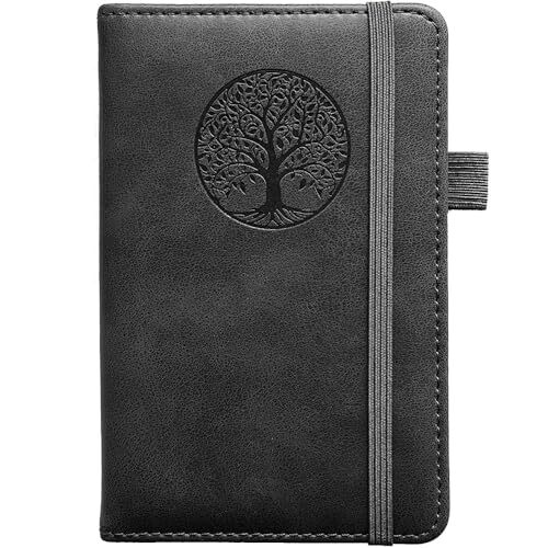 Small Pocket Notebook,Leather Journal () Mini Black