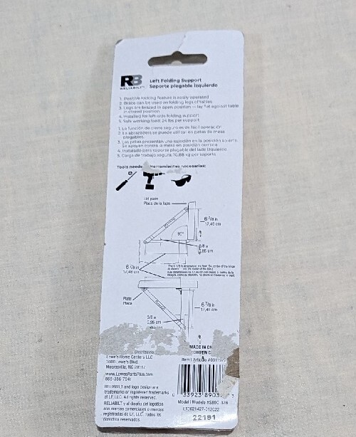 RELIABILT Folding Support Left Side Brass 0311972
