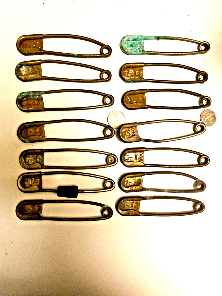 (12) WW2  Military Key Tag Laundry Wash Bag Metal Safety Pin Clip