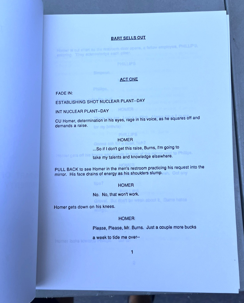 The Simpons Series Spec Unproduced Script Lot Bart Sells Out & First Girlfriend